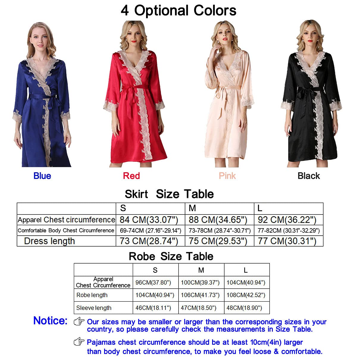 Seres Women's 100% Silk Pajama Set - Elegant Nightgown Nightdress with Robe & Skirt - Luxurious Silk Sleepwear for Comfortable Nights & Relaxing Evenings at Home