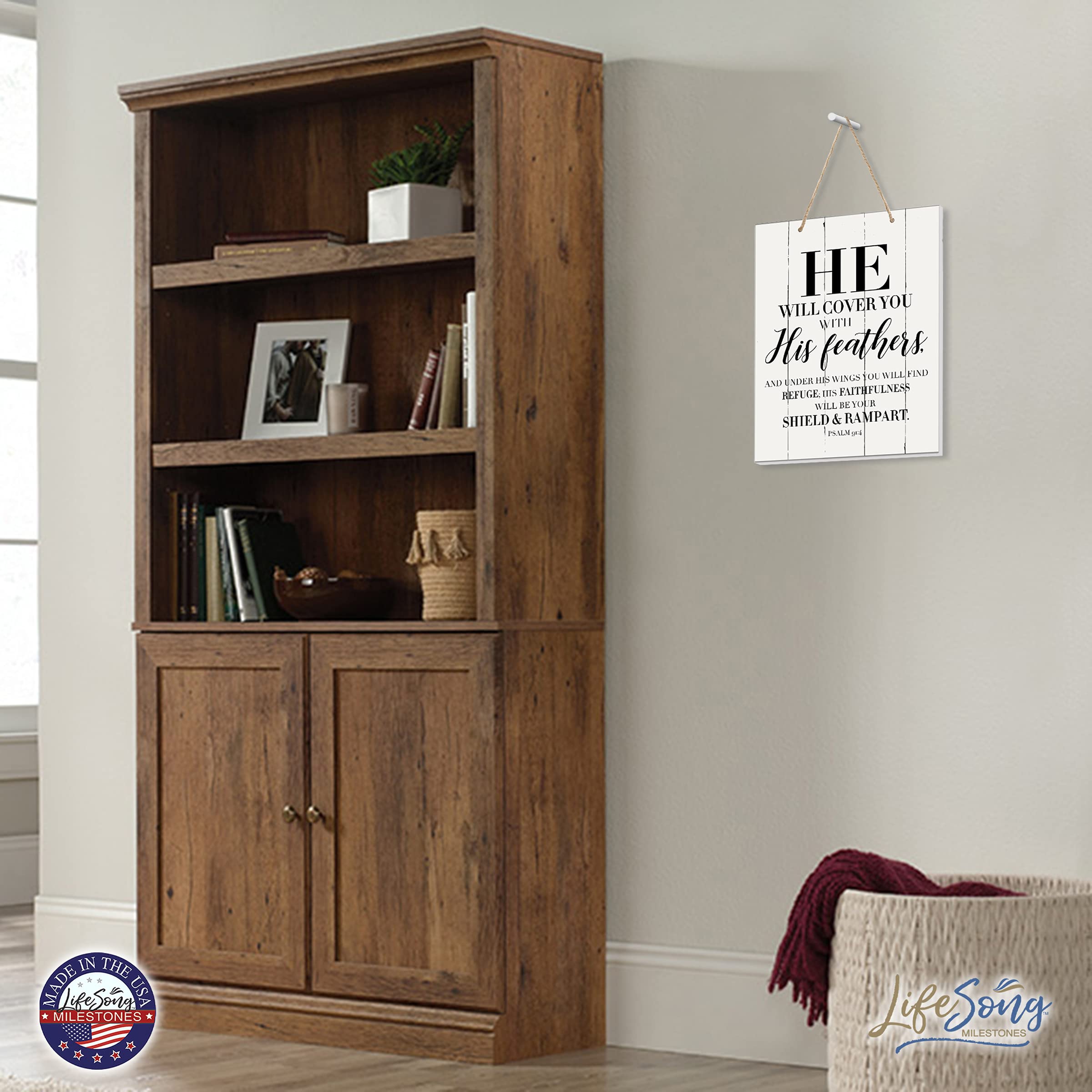 LifeSong Wooden Wall Sign 12x15 - Bible Verse Decor for Couples & Housewarming Gifts