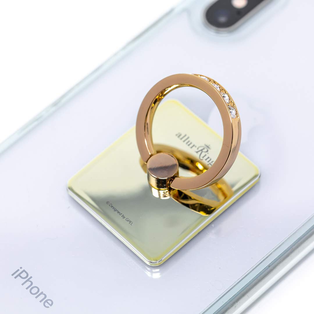 Charlotte Crystal Phone Ring Holder - 360° Rotating Finger Grip Stand for Smartphones (Light Gold) - Perfect for Watching Videos & Selfies