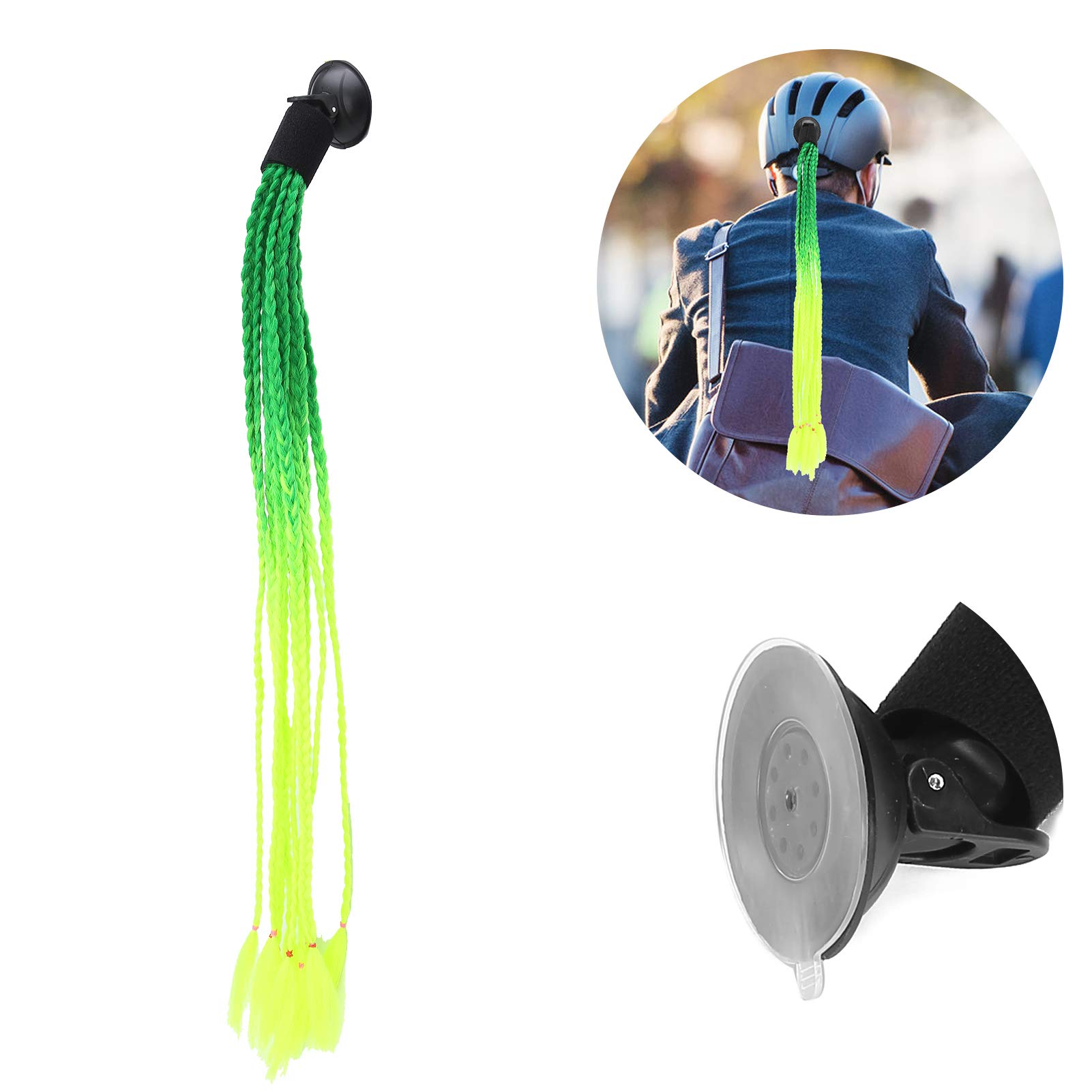 Gradient Suction Cup Motorcycle Helmet Pigtails - Punk Braids for Riding