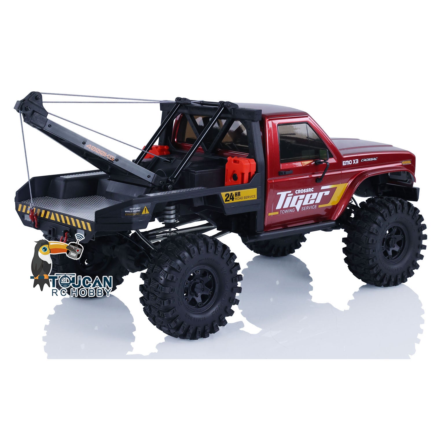 CrossRC EMO X3 1/8 Scale 4WD RC Towing Rescue Truck - 4x4 Remote Control Crawler with LED Light System & 2-Speed Transmission - Off-Road Adventure & Emergency Simulation Vehicle