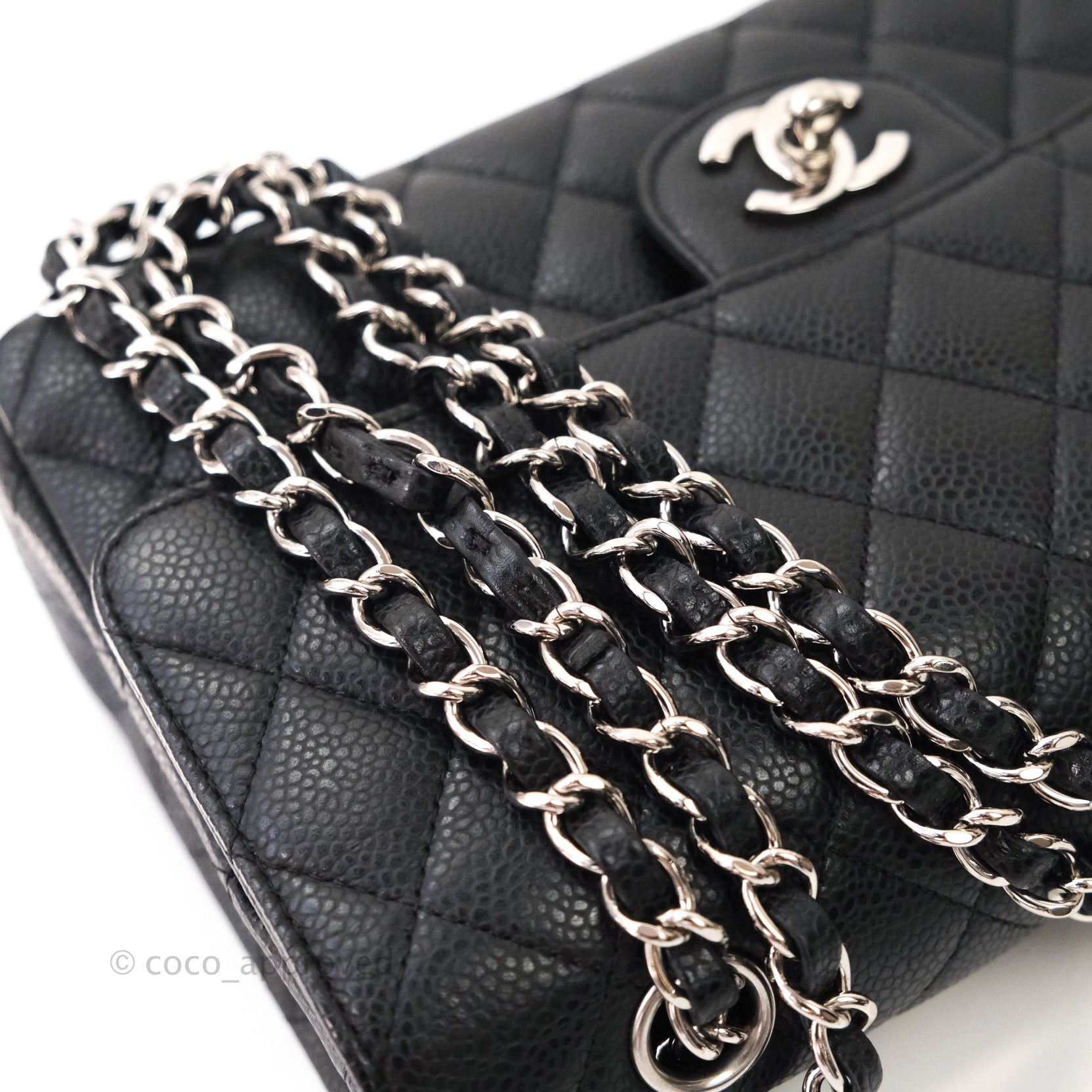 Chanel Classic M/L Medium Double Flap Bag Black Caviar Leather with Silver Hardware - Luxury Handbag for Women, Perfect for Work, Evening Events & Special Occasions