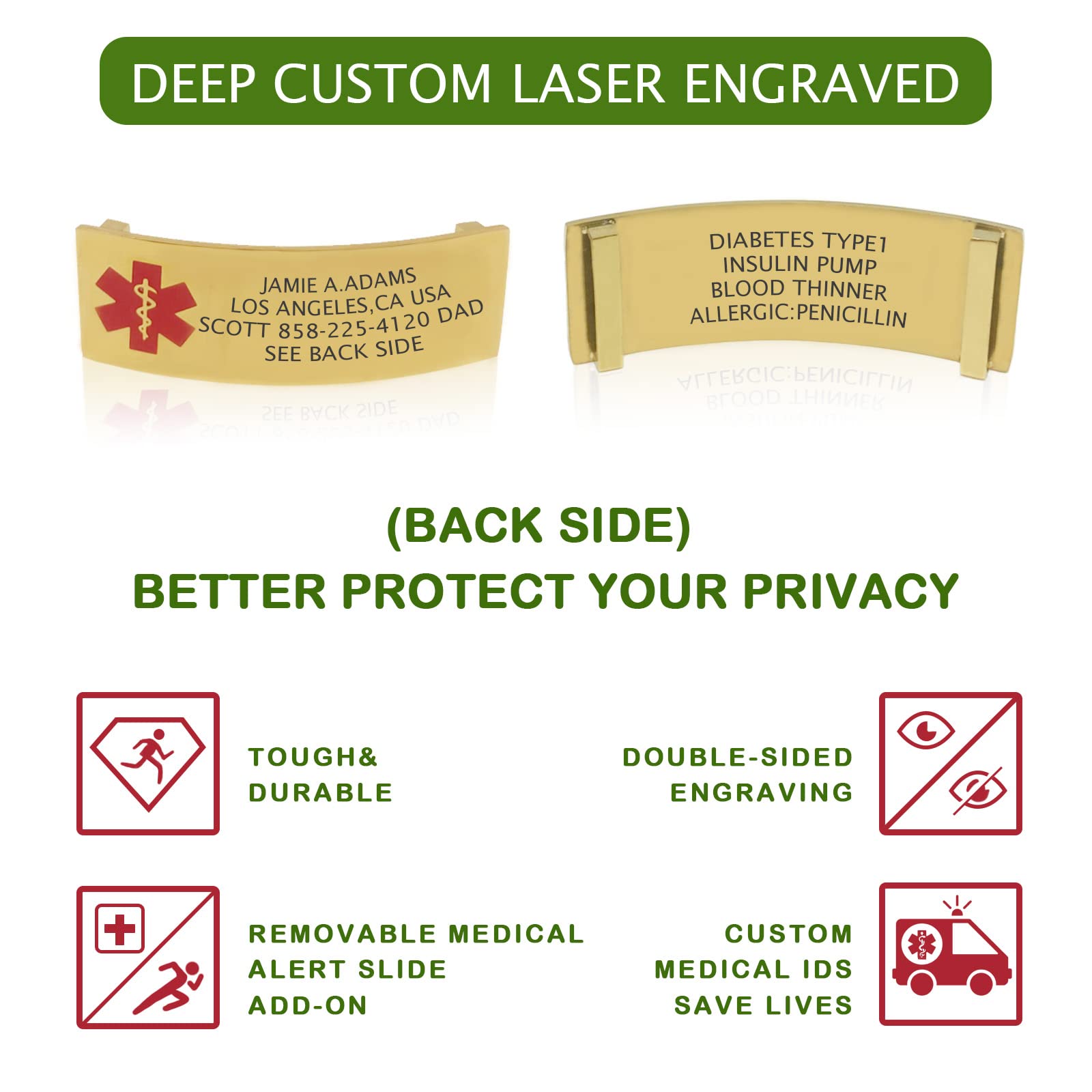 Custom Engraved Adjustable Stainless Steel Medical Alert Bracelet for Men, Women & Kids - Emergency Medical ID Wristband with Free Personalization | Perfect for Allergies, Diabetes & Daily Safety