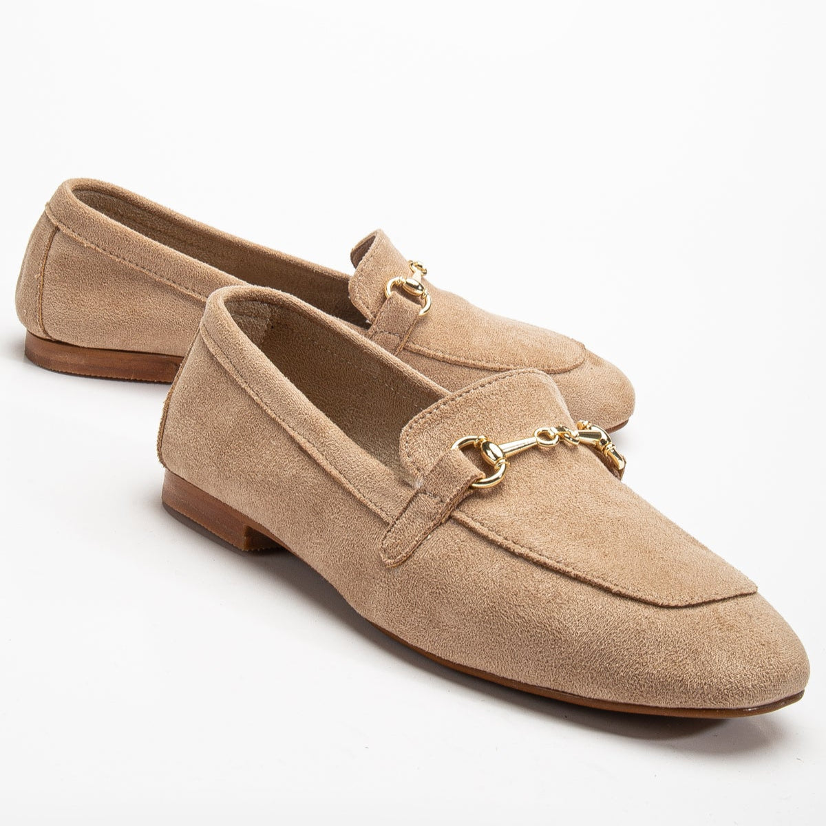 Olly Dark Beige Suede Horsebit Loafers for Women - Comfortable Slip-On Dress Shoes for Work, Office & Casual Outfits