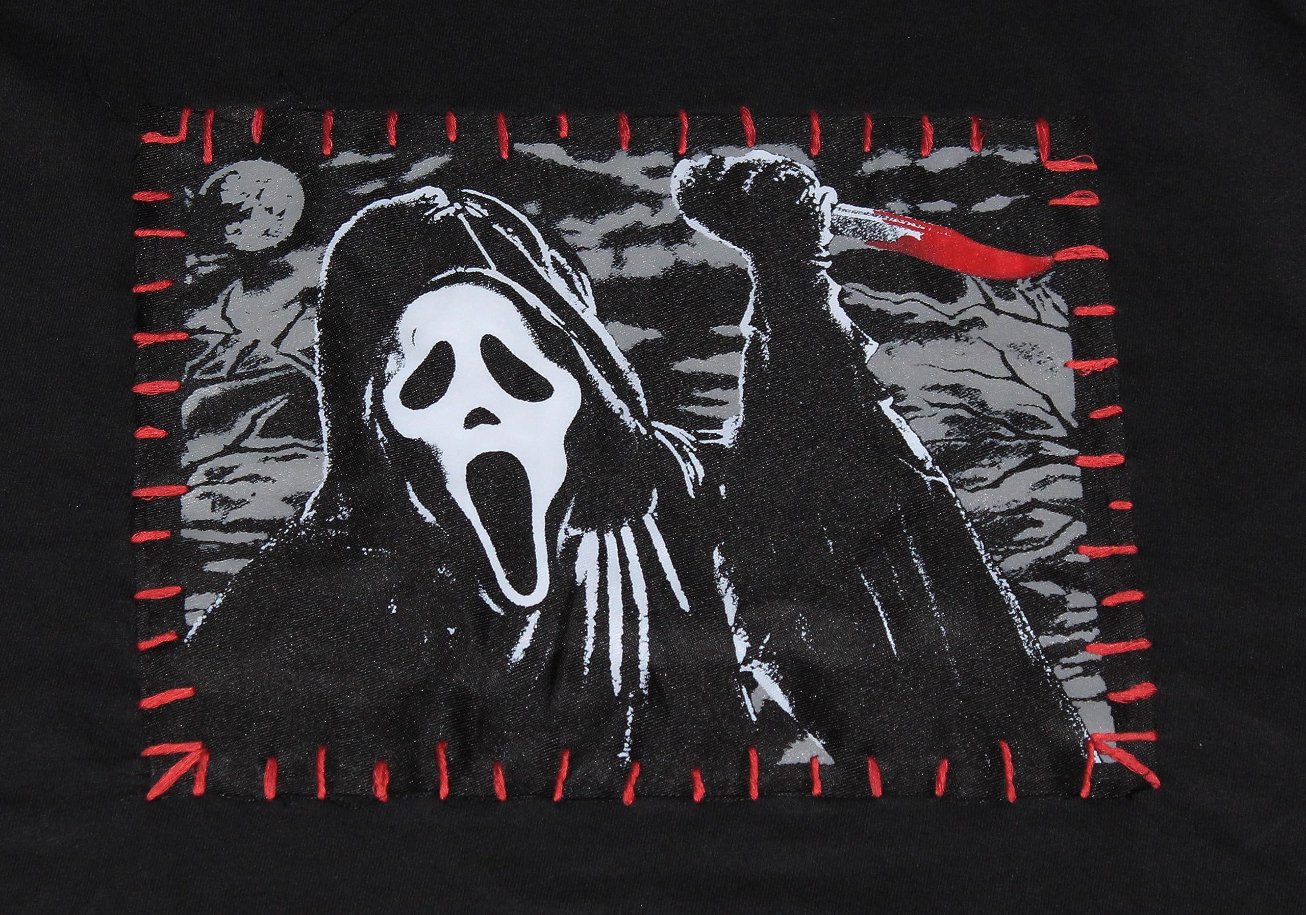 Scream Ghostface 3 Patch Hoodie - Black Horror Movie Merchandise for Halloween Costumes & Horror Fans