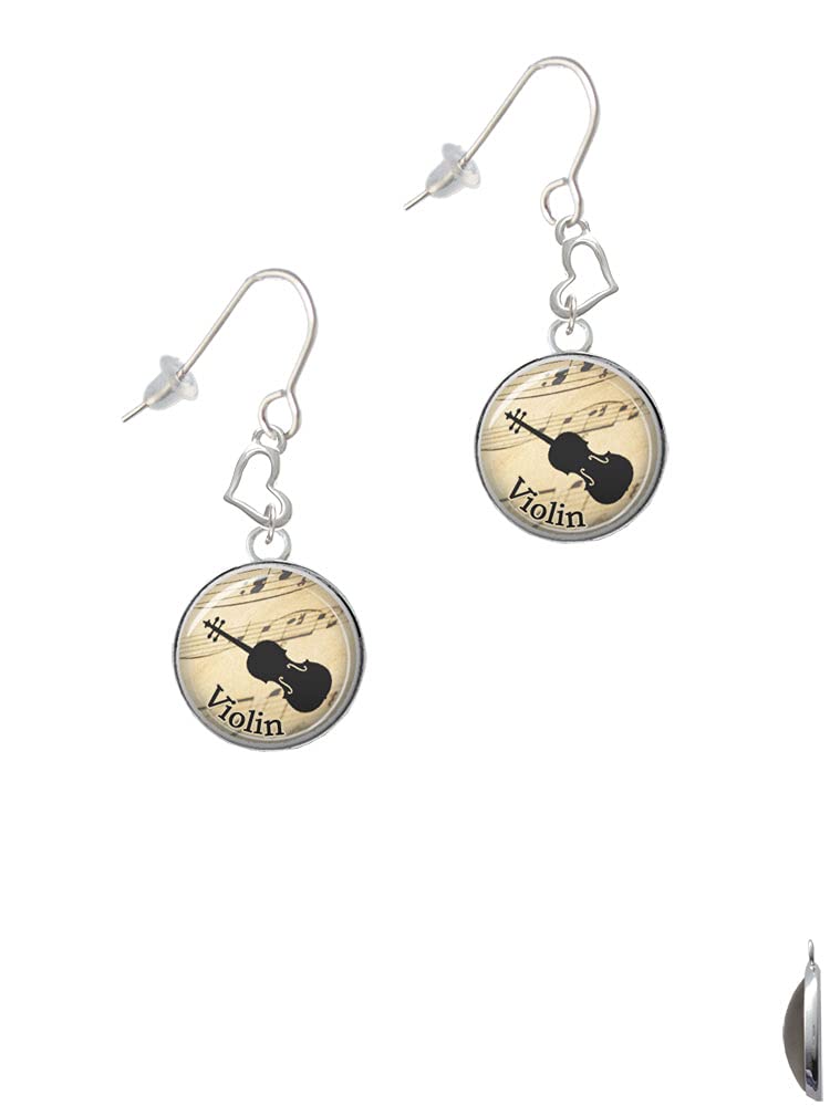 Delight Jewelry Silver-Tone Domed Music Note Small Heart French Hook Earrings for Women - Perfect for Date Night, Parties & Gifts