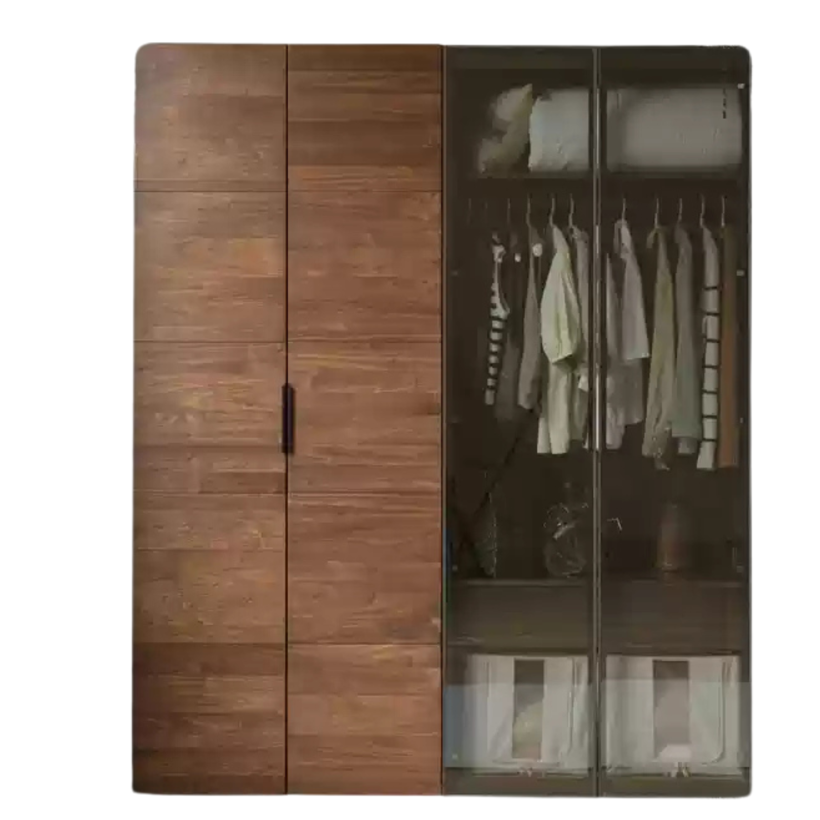 Premium Black Walnut Solid Wood Wardrobe & Storage Cabinet - Spacious Closet Organizer for Bedroom, Living Room, and Office