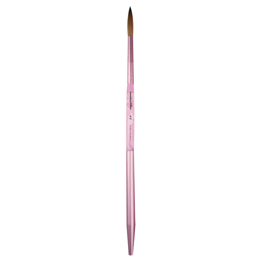 Kolinsky #8 Round Nail Brush for Professional Salon Manicure & Pedicure - Perfect for Gel, Acrylic & Dip Powder Nails - AMAZING SHINE Finish