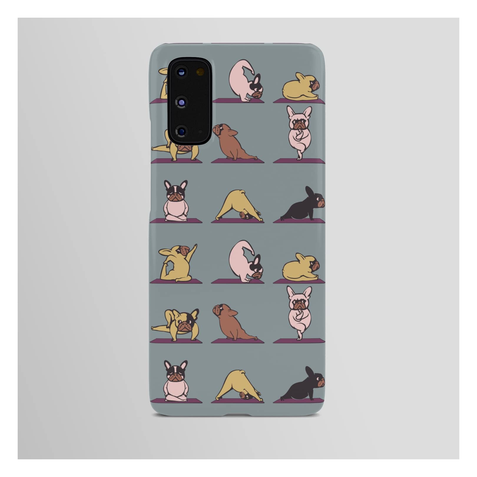 Frenchie Yoga Phone Case for Samsung Galaxy S20 | Slim Protective Cover | Cute French Bulldog Design by Huebucket | Perfect for Yoga, Workouts & Daily Use