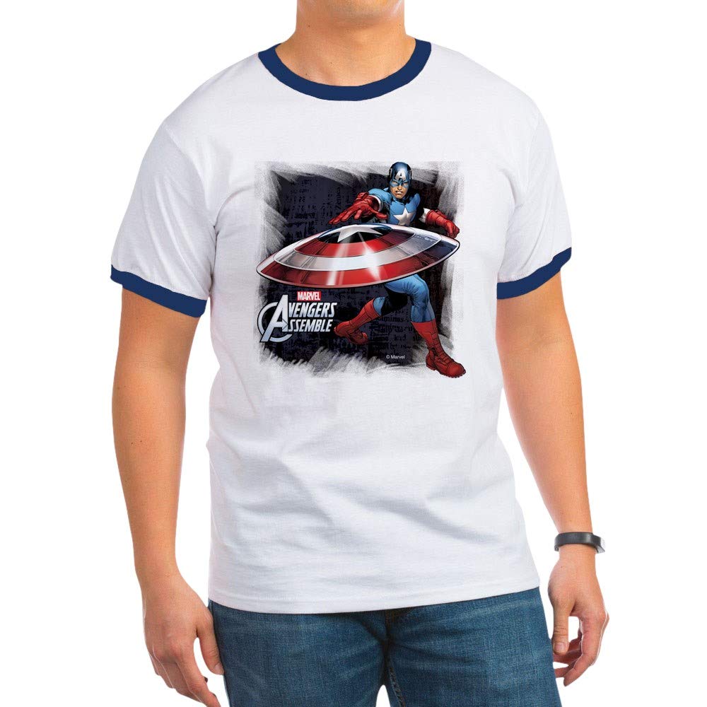 Captain America with Shield Graphic T-Shirt - Superhero Marvel Avengers Cotton Tee for Men & Women | Casual Wear, Cosplay, Gifts