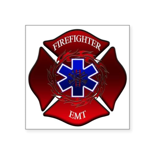 White - Firefighter Emt Rectangle Sticker