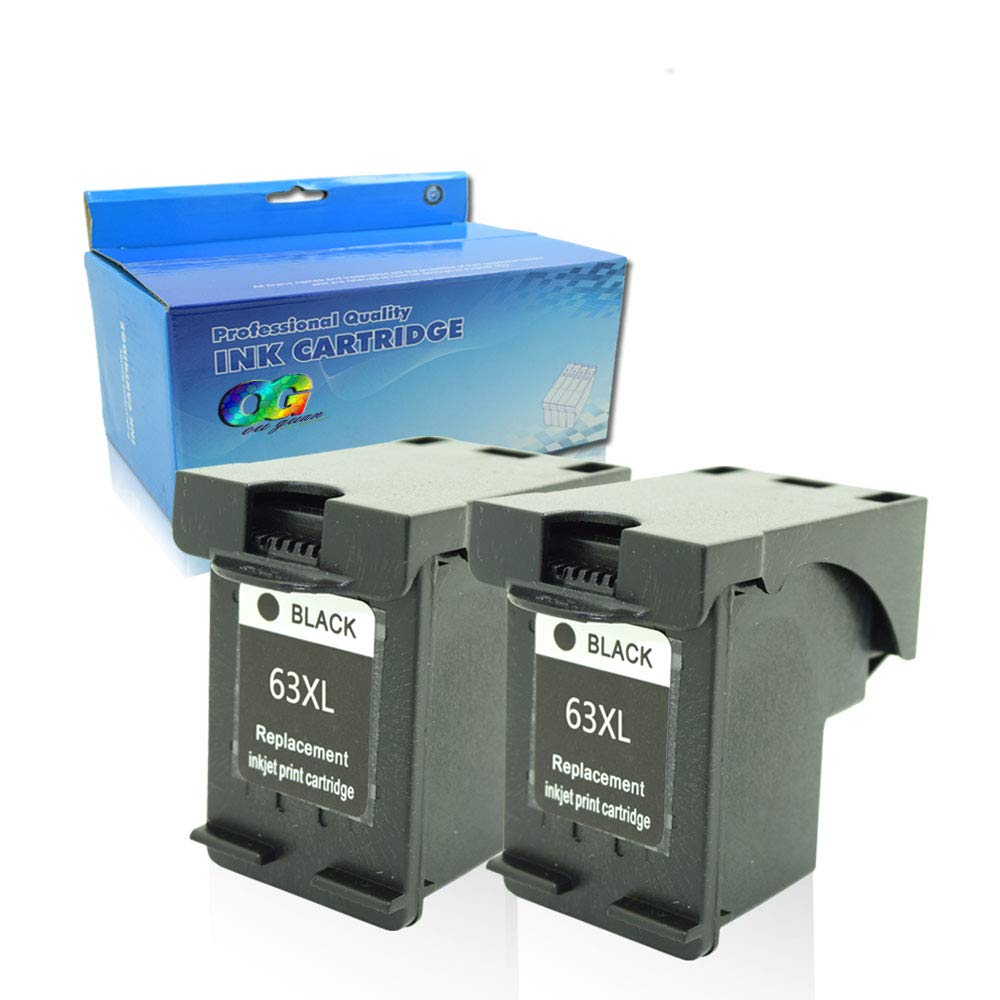 Remanufactured HP 63 XL High Yield Ink Cartridge Replacement - Compatible with HP Envy 4520/4512, Officejet 4655/3830/4650, Deskjet 2130/3632/3636 Printers (2 Black 2-Pack) - Perfect for Home Office Printing & Document Scanning