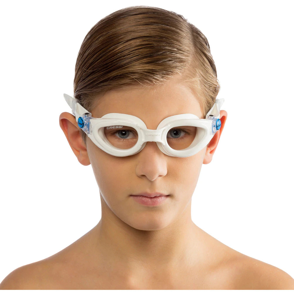 Cressi Rocks Snorkeling Mask - Anti-Fog Scuba Diving Goggles with Tempered Glass Lens for Men & Women - Perfect for Ocean, Pool & Beach Adventures (White/Blue)