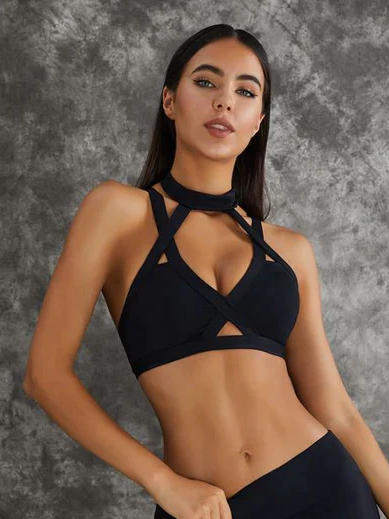 ZASUWA Women's Unique Cut-Out Sports Bras - High Support Workout Tops for Running, Yoga & Gym