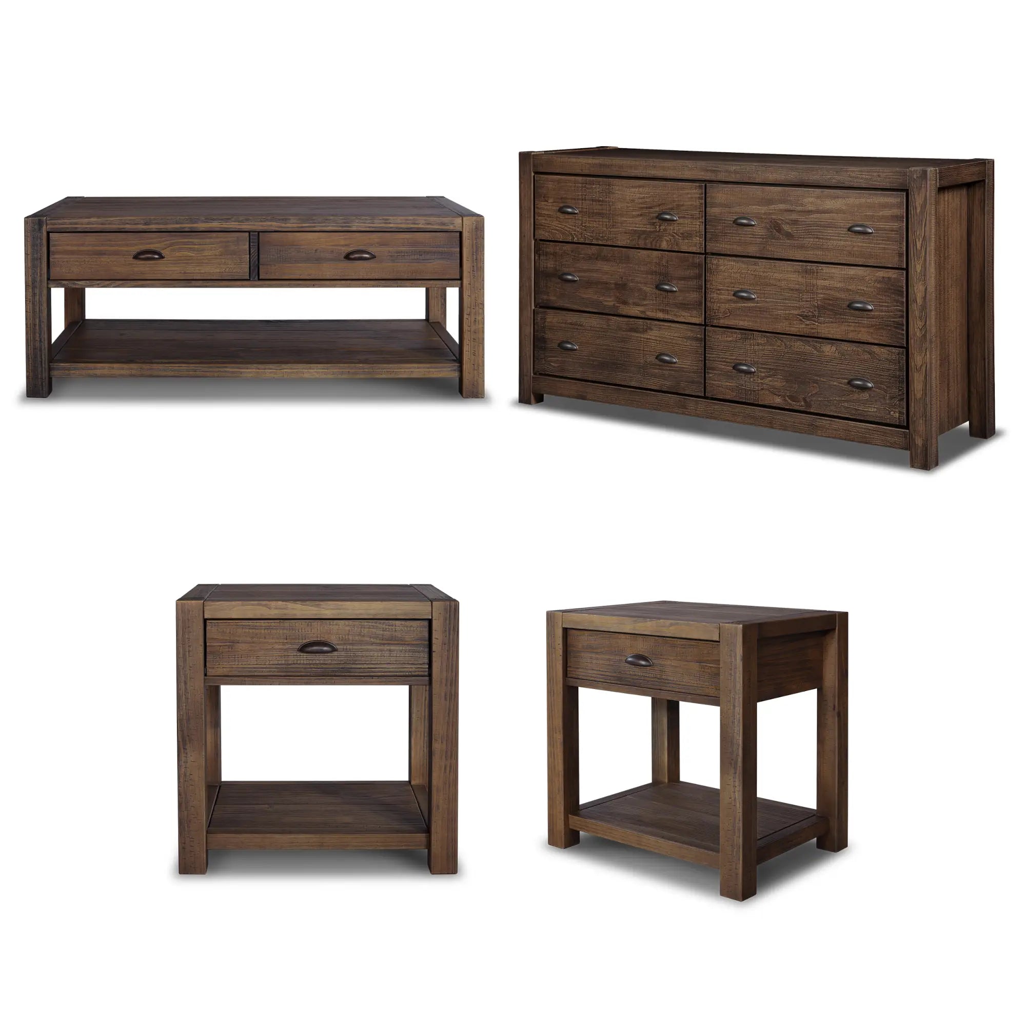 Montauk 4-Piece Living Room Furniture Set - Sofa, Loveseat, Coffee Table & Side Table - Modern Home Decor for Small Spaces & Apartments