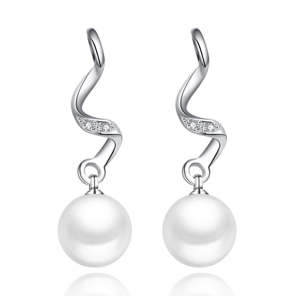 La Menars Freshwater Pearl Dangle Earrings for Women - Sterling Silver Jewelry for Girls, Anniversary, Birthday & Valentine's Day Gifts - Perfect for Weddings, Parties & Special Occasions
