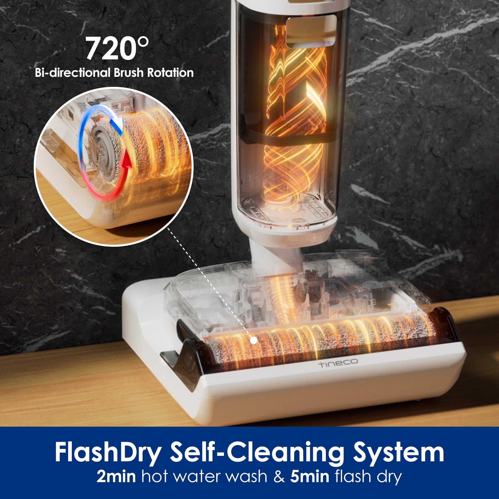 Tineco Floor ONE Stretch S6 Cordless Wet Dry Vacuum Cleaner | 180° Lay-Flat Smart Vacuum Mop | 40 Min Runtime | 158°F Flashdry Self-Cleaning | Dual-Sided Edge Cleaning | Lightweight Floor Cleaner for Hardwood, Tile & Pet Hair | Perfect for Home, Office & Quick Spill Cleanup