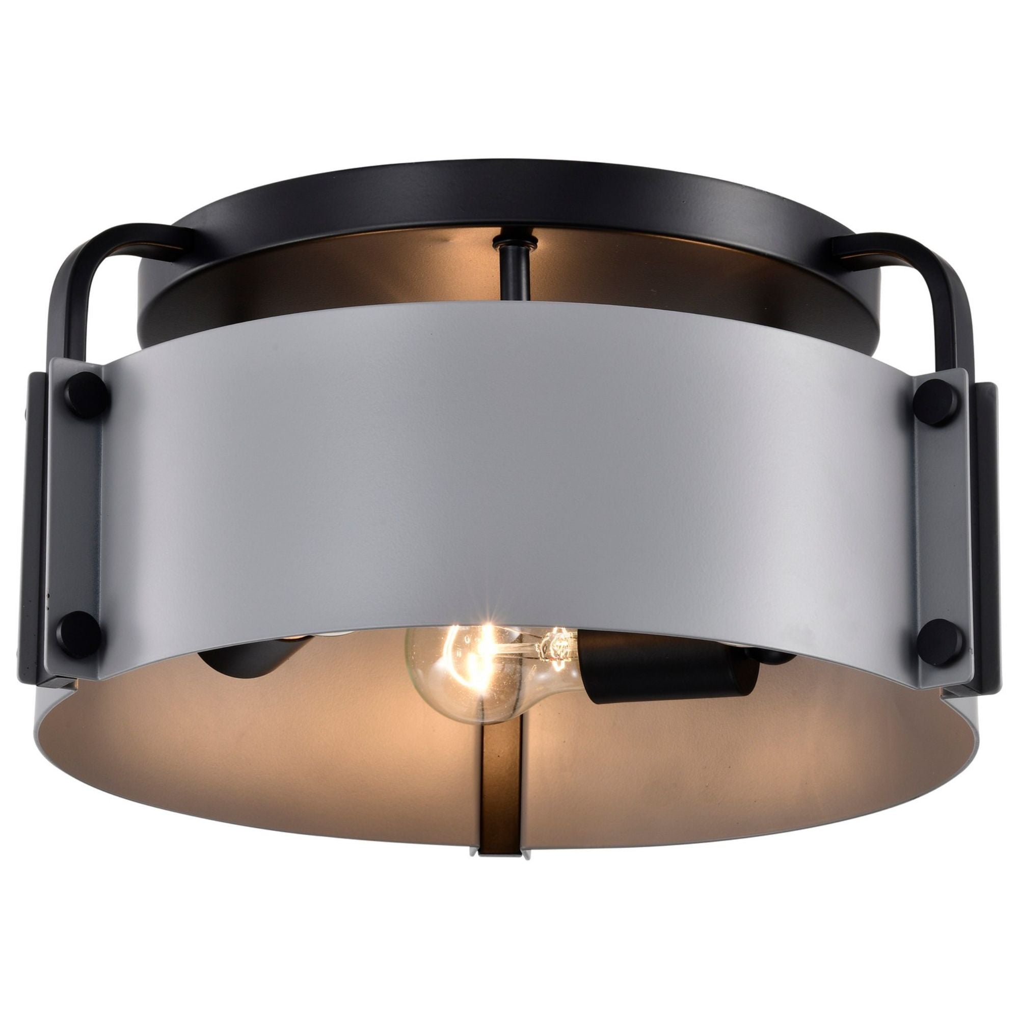 Altos 14 Inch 3-Light Semi Flush Mount Ceiling Light Fixture - Matte Gray & Matte Black Finish - Perfect for Bedroom, Kitchen, or Hallway Lighting