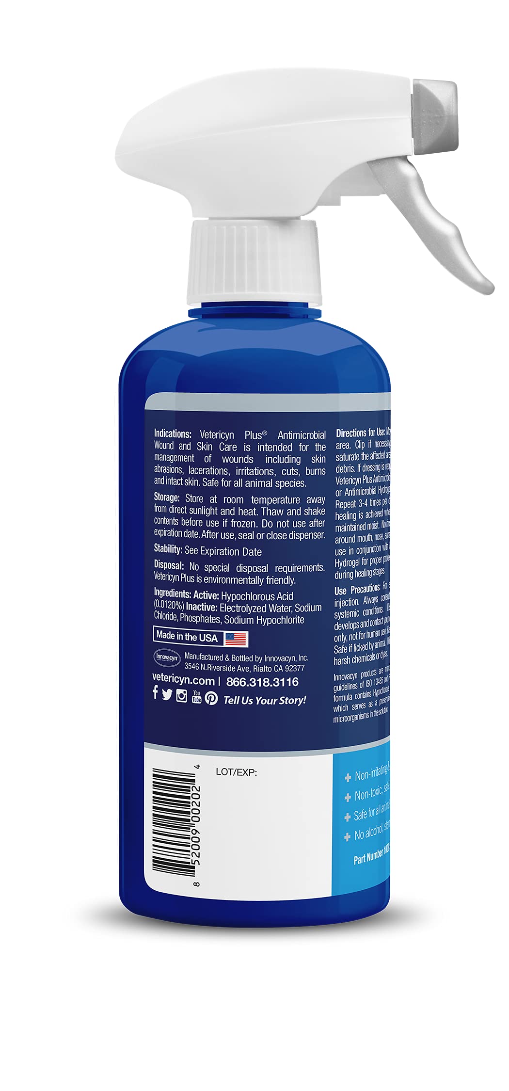 Vetericyn Plus Horse Wound Care Spray - 16oz for Equine Healing & Skin Repair | Fast Wound Cleaning & Itch Relief for Horses