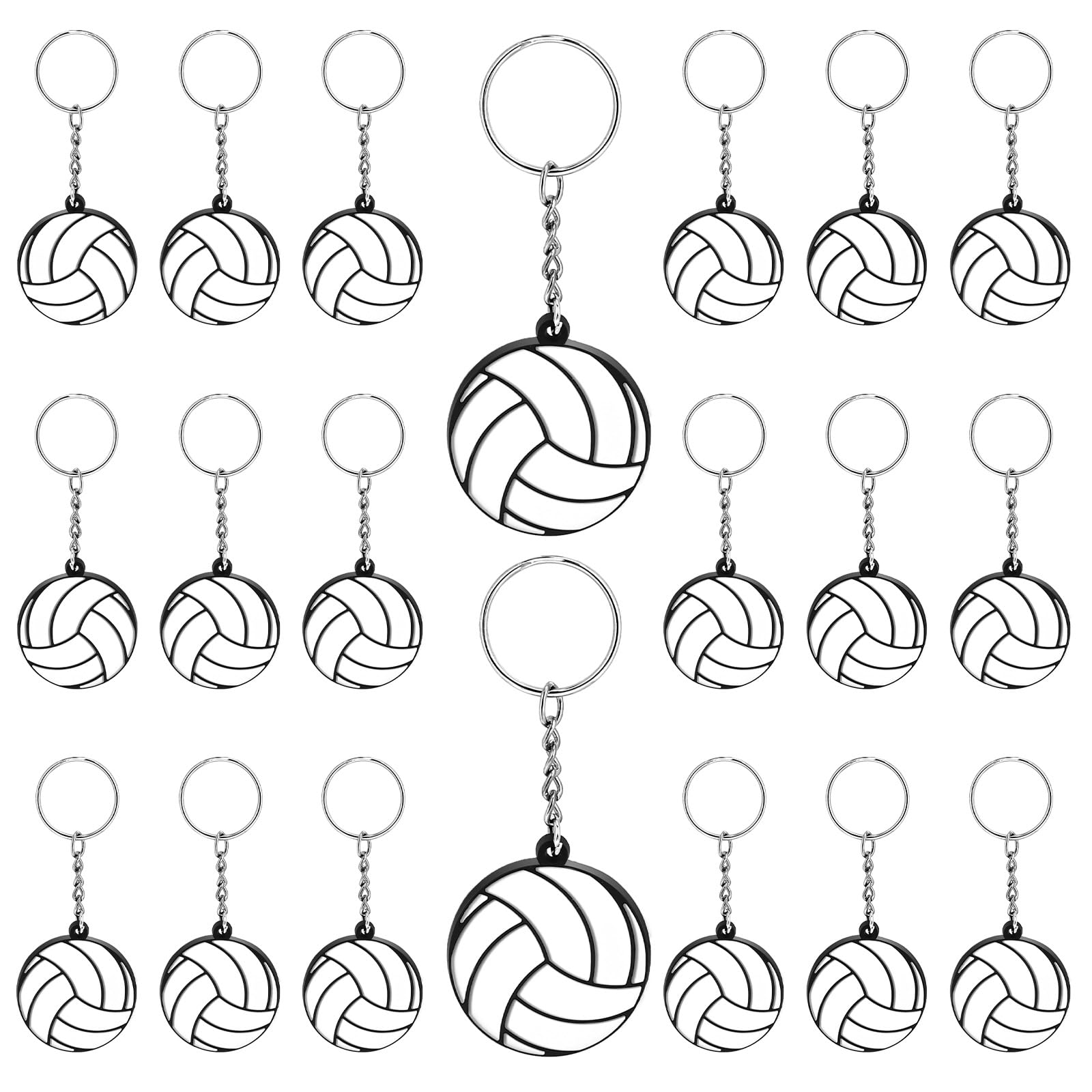 20 Pack Sports Ball Keychains - Volleyball Team Gifts, Cute School Keychains, Sports Rewards, Party Favors for Athletes, Coaches, and Fans