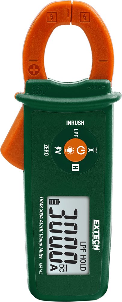 Extech MA145 True RMS 300A AC/DC Clamp Meter - Professional Electrical Tester for HVAC, Automotive & Industrial Use