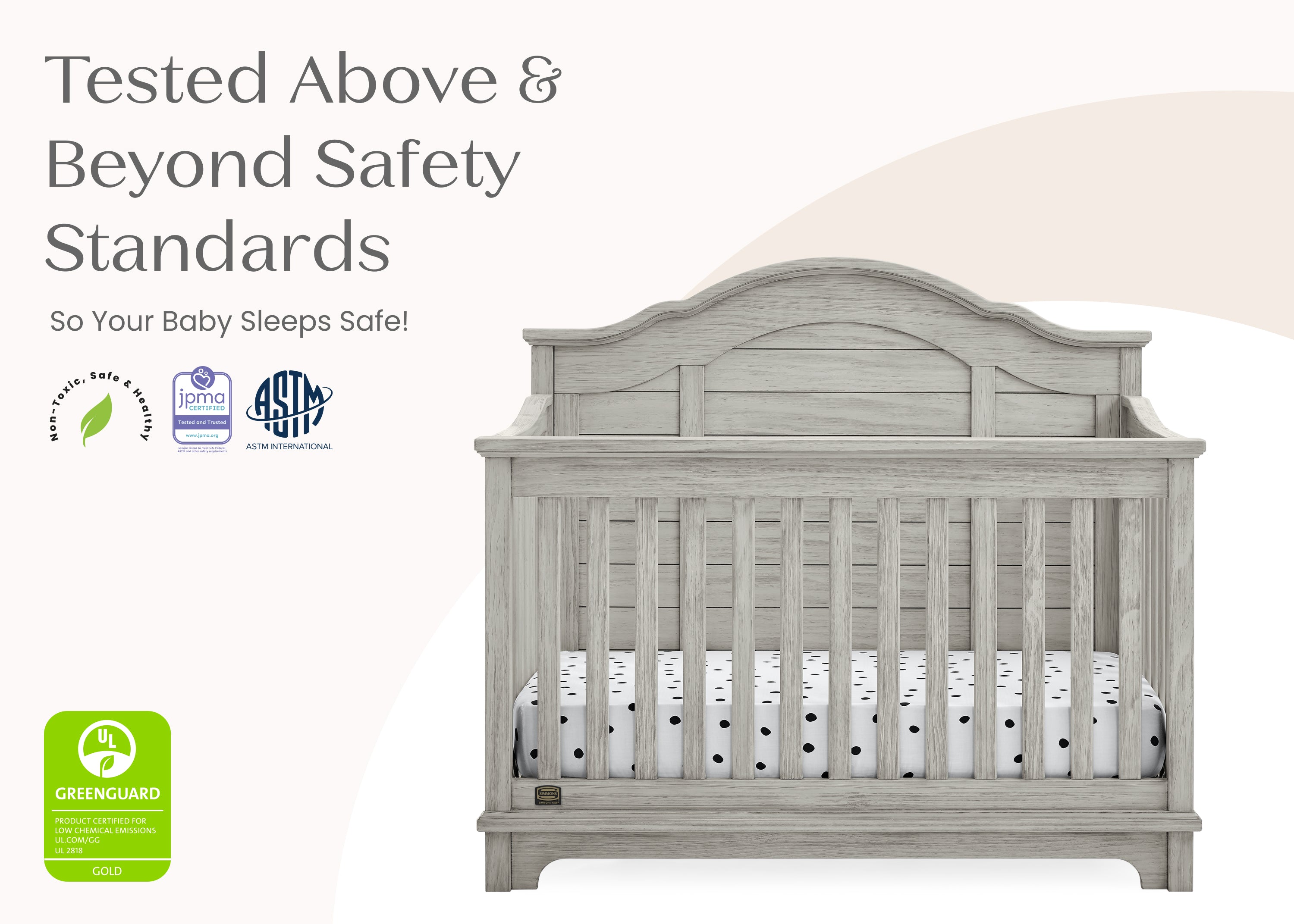 Asher 6-in-1 Convertible Baby Crib - White Nursery Furniture for Newborn to Toddler Bed | Perfect for Modern Nursery, Bedroom & Daycare Use