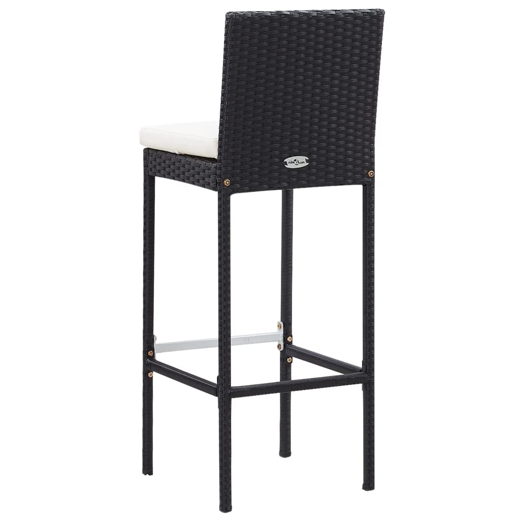 vidaXL 9-Piece Patio Bar Set with Wood Tabletop, Rattan & Black Wood Frame - Outdoor Bar Furniture for Garden, Poolside & Backyard Entertaining