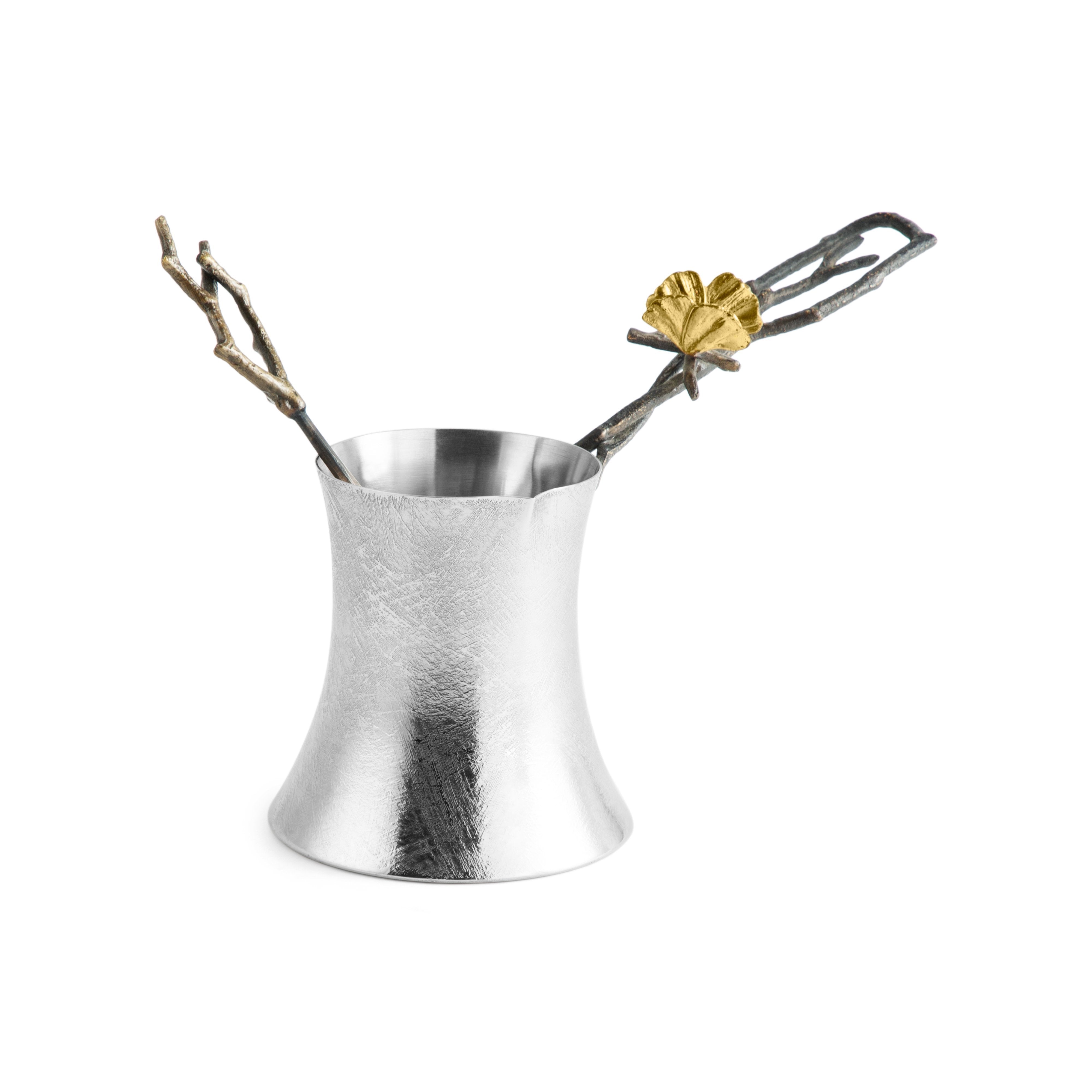 Elegant Butterfly Ginkgo Leaf Design Coffee Pot with Spoon - Perfect for Home Brewing, Tea Time & Gift Giving