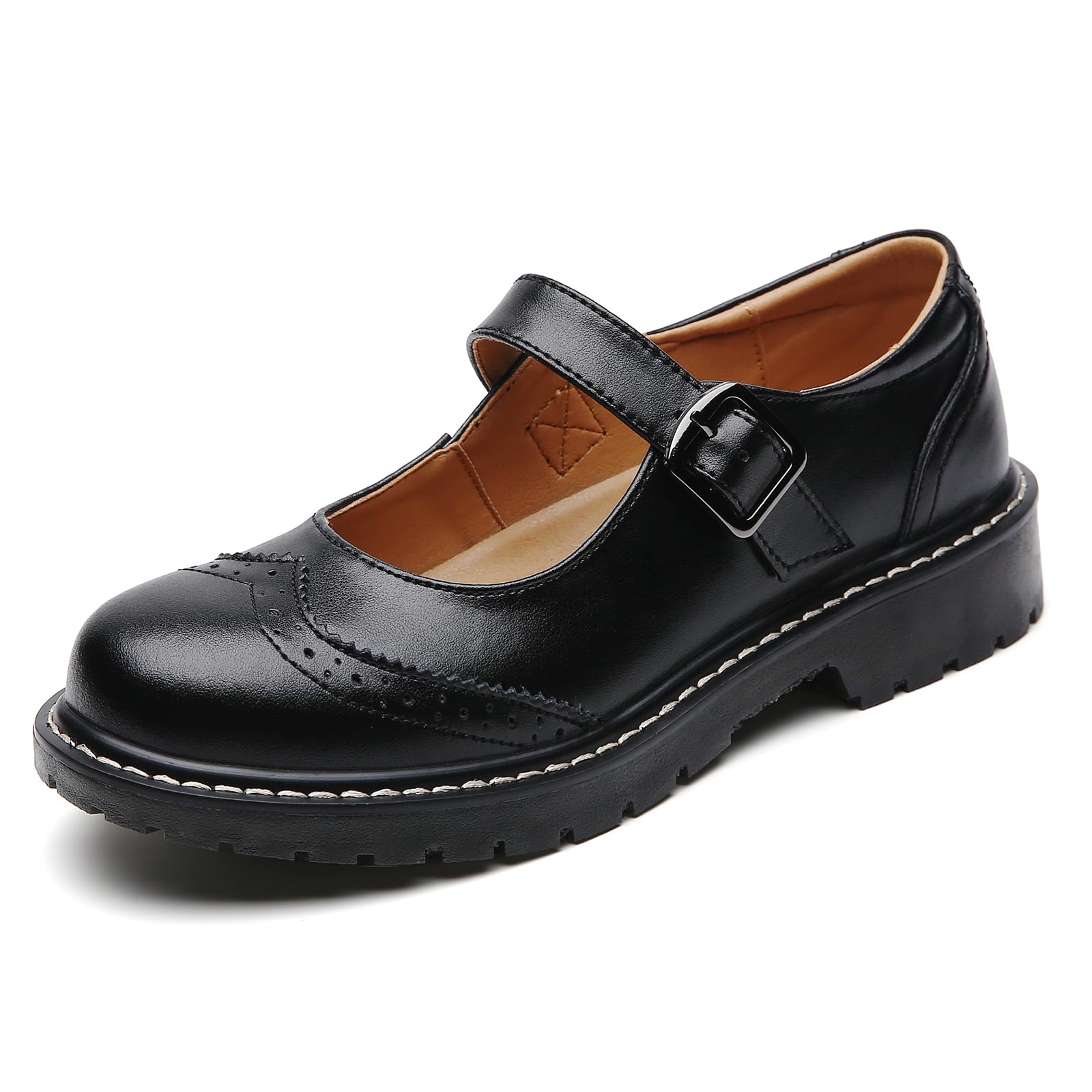 Women's Mary Jane Shoes - Comfortable Leather Flats with Round Toe & Non-Slip Sole | Dressy & Casual Oxfords for Work, School & Everyday Wear | Perfect for Office, Classroom & Social Occasions