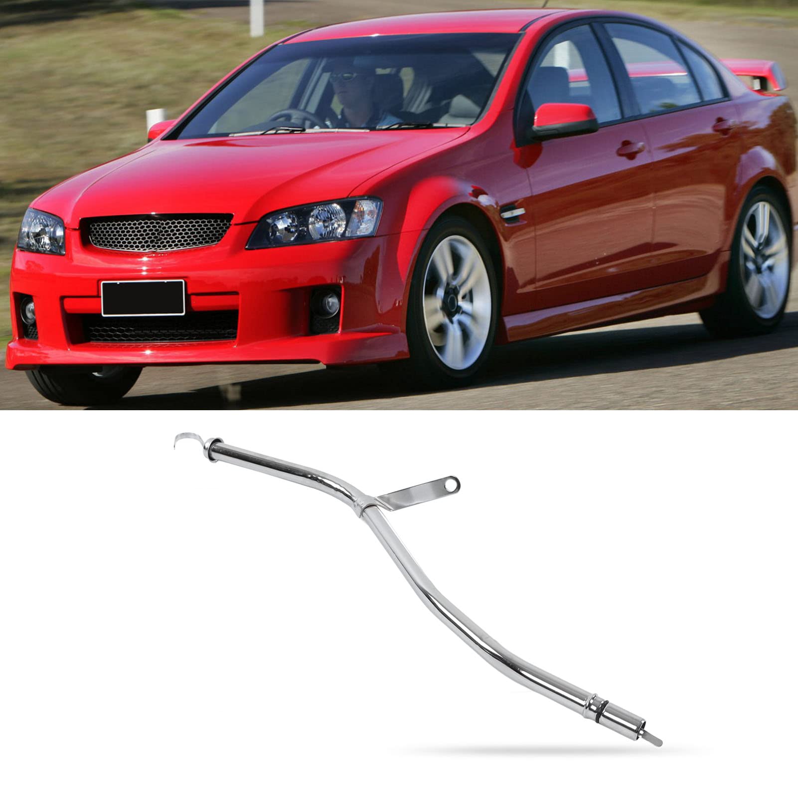 24in Stainless Steel Engine Oil Dipstick Tube for Turbo 400S TH400 Transmission - Chrome Silver Car Accessory | Perfect for Transmission Fluid Checks & Maintenance