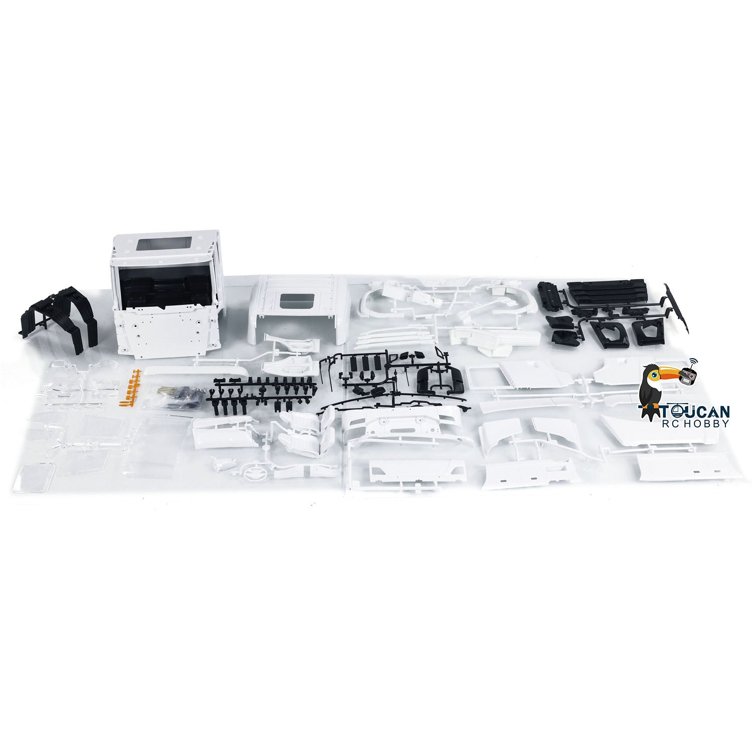 1/14 Scale 770S Plastic Cabin Kit for RC Tractor Truck - Unpainted Openable Shell - Remote Control Dumper Car Spare Parts - Perfect for RC Model Building, DIY Projects & Truck Simulation Scenes