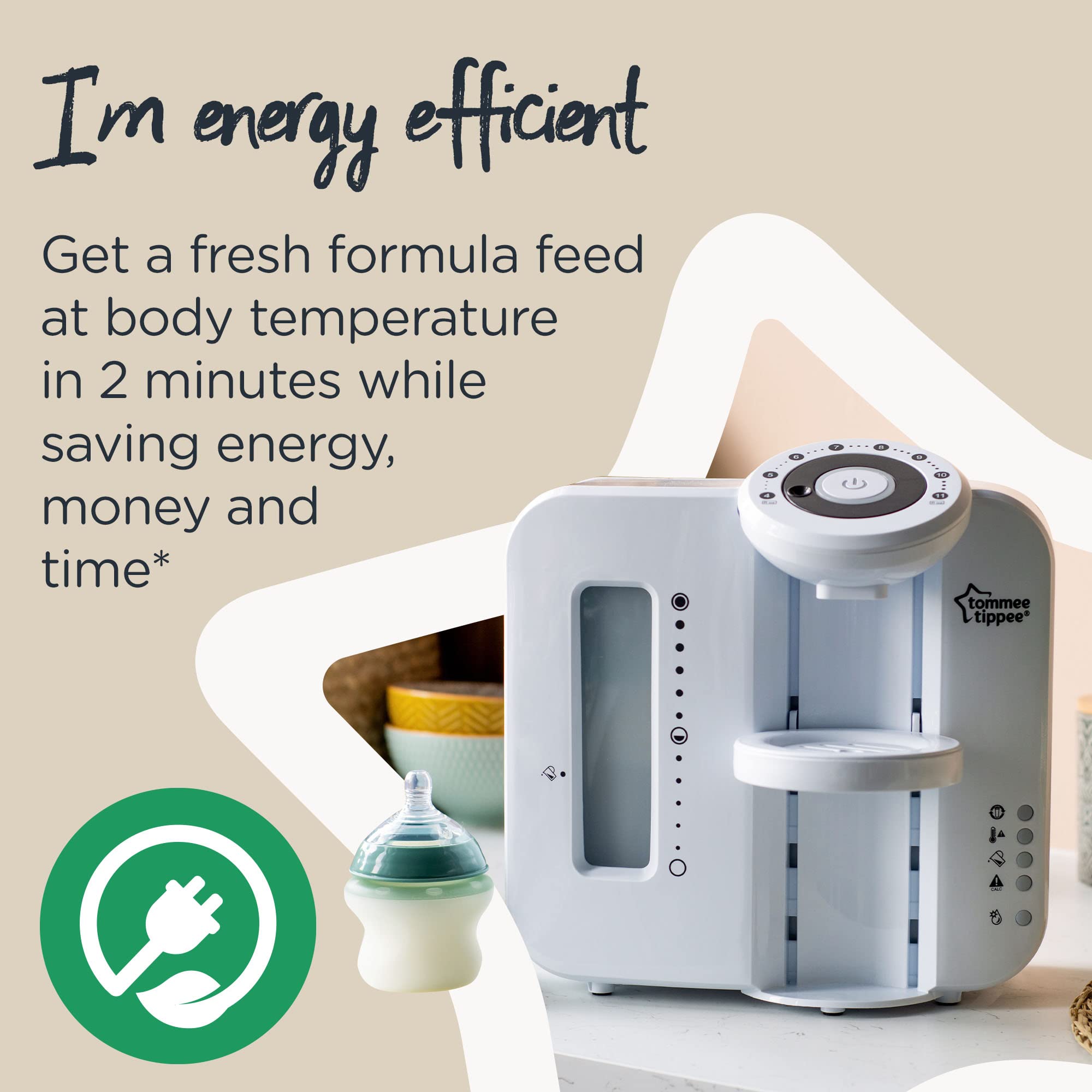 Tommee Tippee Perfect Prep Day & Night Baby Bottle Maker Machine - Digital Display & Adjustable Volume - White - Ideal for Night Feedings & On-the-Go Parents