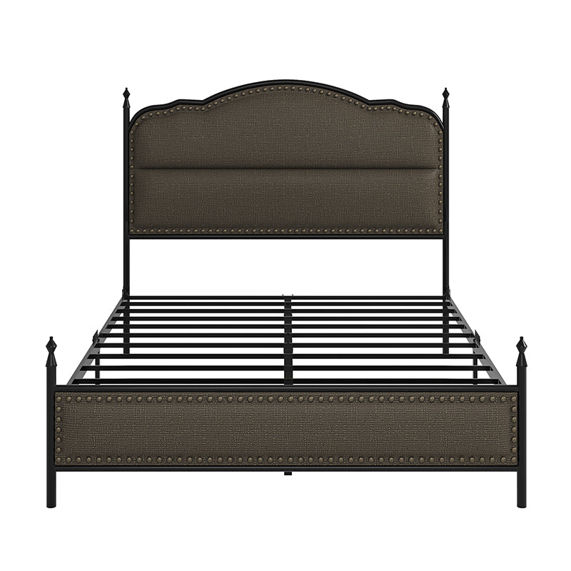 Ernesto 61 Industrial King & Queen Size Platform Bed Frame - Modern Metal & Wood Design for Bedroom, Guest Room, Loft or Studio Apartment