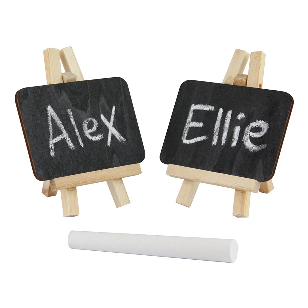 eBuyGB Mini Wooden Easel Chalkboard & Blackboard Set - 16 Pack for Kids Classroom, Art Studio & Home Decor | Portable Double-Sided Writing Board for Teaching, Drawing & Creative Play