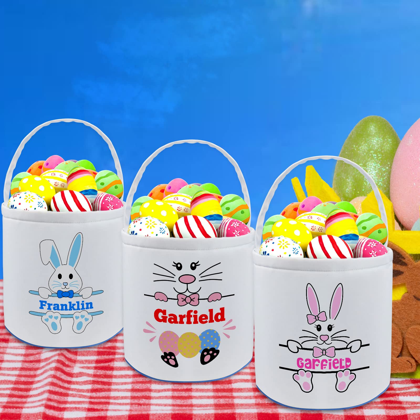 Custom Easter Baskets for Kids - Personalized with Name for Easter Egg Hunt & Gifts