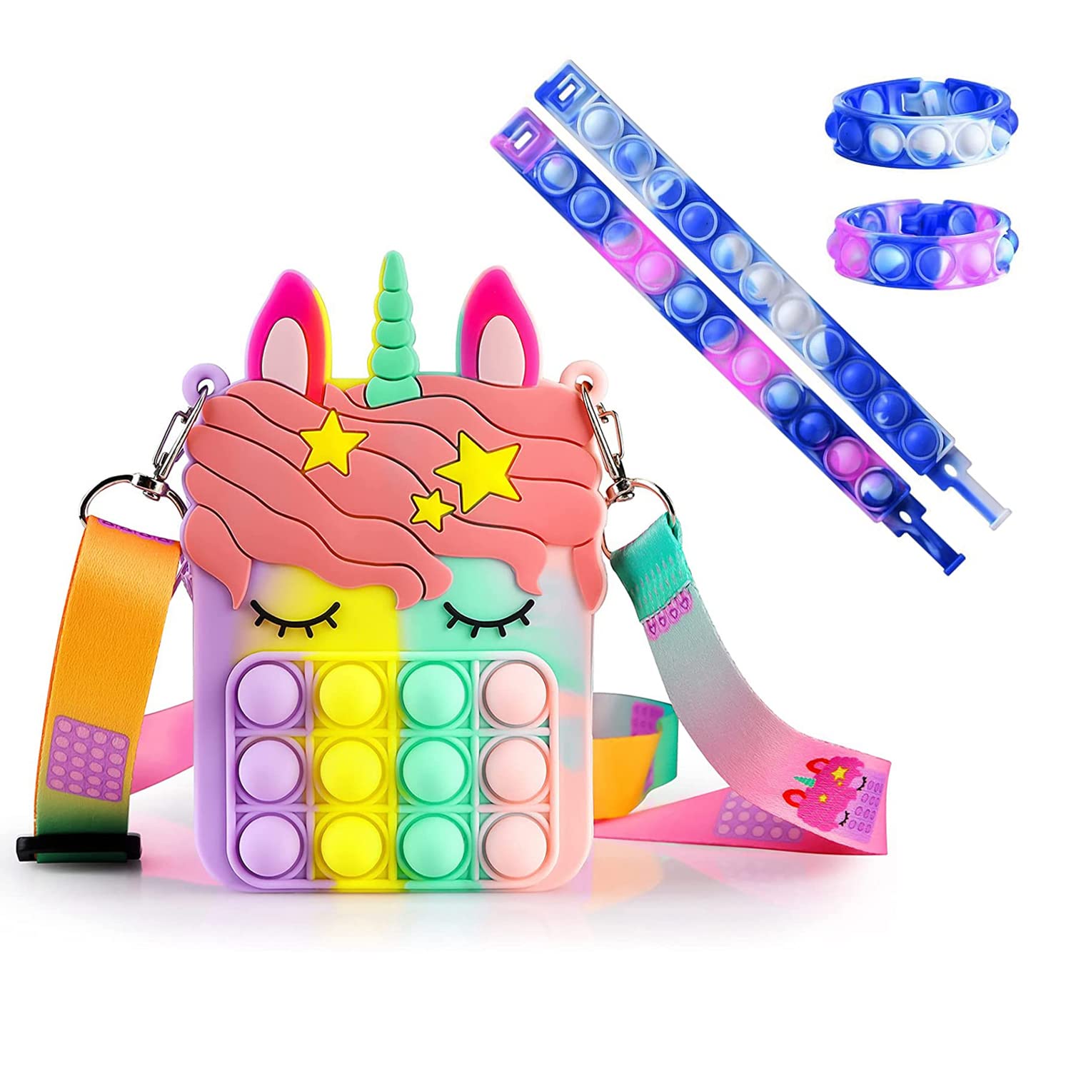 **Large Fidget Pop Backpack for Girls - Stress Relief Toy & School Purse - Fun Birthday & Christmas Gift for Kids - Perfect for School, Travel, and Party Favors**