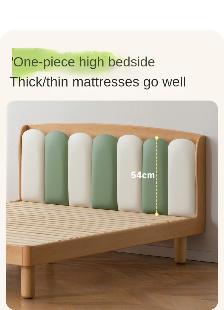 Solid Beech Wood Soft Single Kids Bed - Durable & Safe Children's Bedroom Furniture for Toddlers & Teens - Perfect for Bedrooms, Daycare, and Guest Rooms