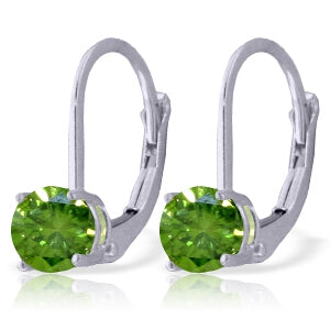 1 Carat 14K Solid White Gold Leverback Earrings with 1.0 Carat Green Diamond - Elegant Jewelry for Weddings, Parties & Special Occasions