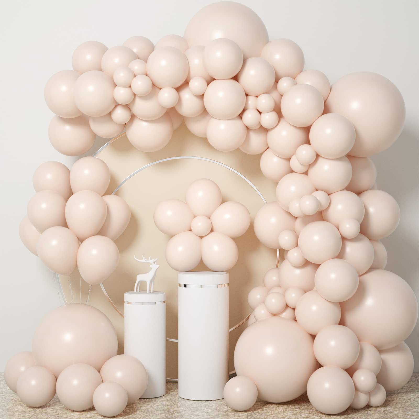Double Stuffed Blush Balloons - 18/12/10/5 Inch Nude Latex Balloons in Pastel Pink, Peach & Beige for Balloon Garland Arch | Perfect for Birthday Decorations, Wedding, Bridal & Bachelorette Parties | DIY Home & Event Decor