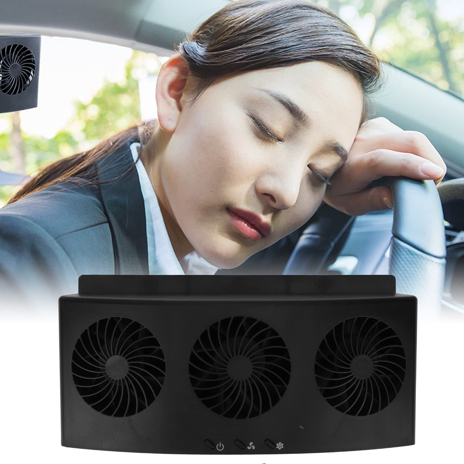 Solar Powered Car Exhaust Fan - USB Car Radiator Fan with 2 Speed Levels & Low Noise | ABS Material Black | Perfect for Electric Vehicle Ventilation & Air Circulation | Ideal for Road Trips, Parking & Hot Weather Use