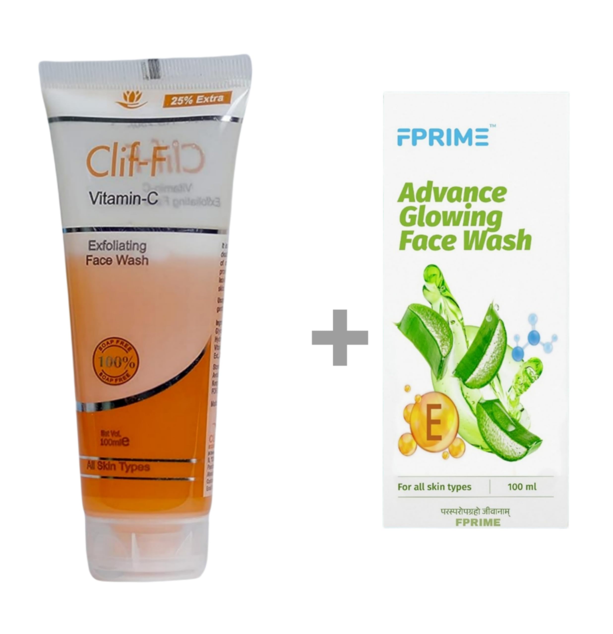 CLIF-F Vitamin C Face Wash Pack of 2 - Brightening & Hydrating Facial Cleanser for Glowing Skin | Perfect for Morning & Night Skincare Routine