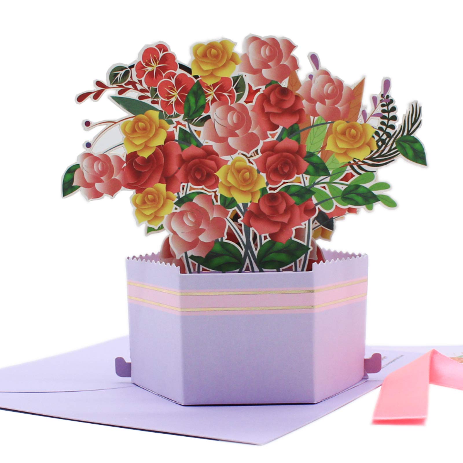 Valentine's Day Pop Up Card | 3D Handmade Birthday Cake Greeting Card | Floral Design for Anniversaries, Weddings & Special Occasions