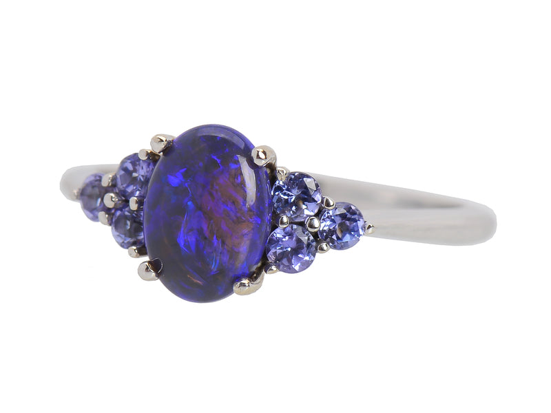 Vintage Black Opal Tanzanite Ring - 925 Sterling Silver Handmade Jewelry for Women, Elegant Gemstone Engagement & Wedding Band | Perfect for Anniversary Gifts, Date Night & Special Occasions