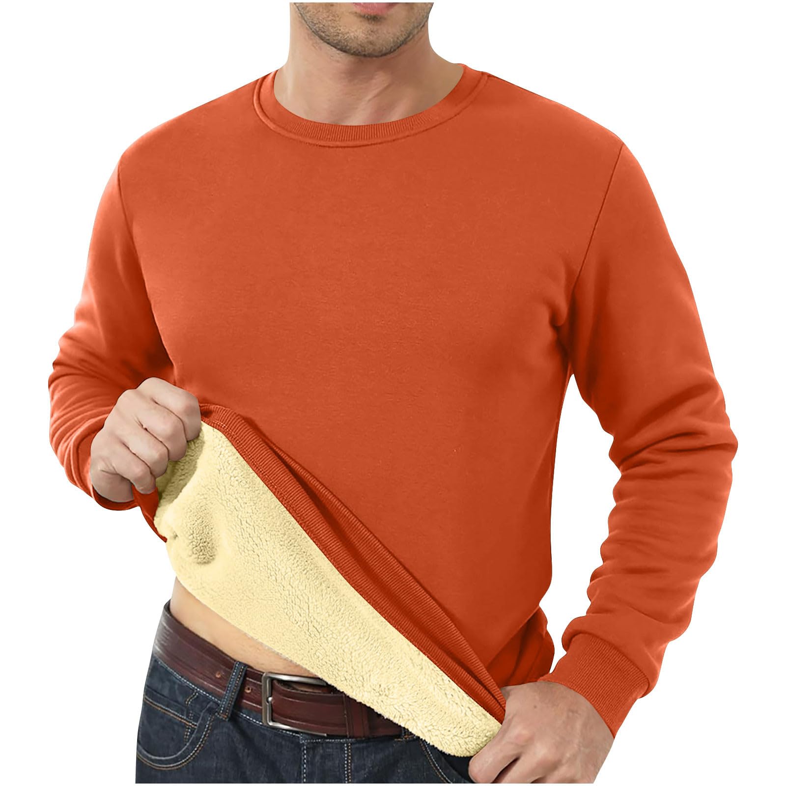 Men's Sherpa Lined Thermal Pullover Sweatshirt - Warm Fleece Crewneck Long Sleeve Shirt for Winter | Cold Weather Work, Outdoor Activities & Casual Wear