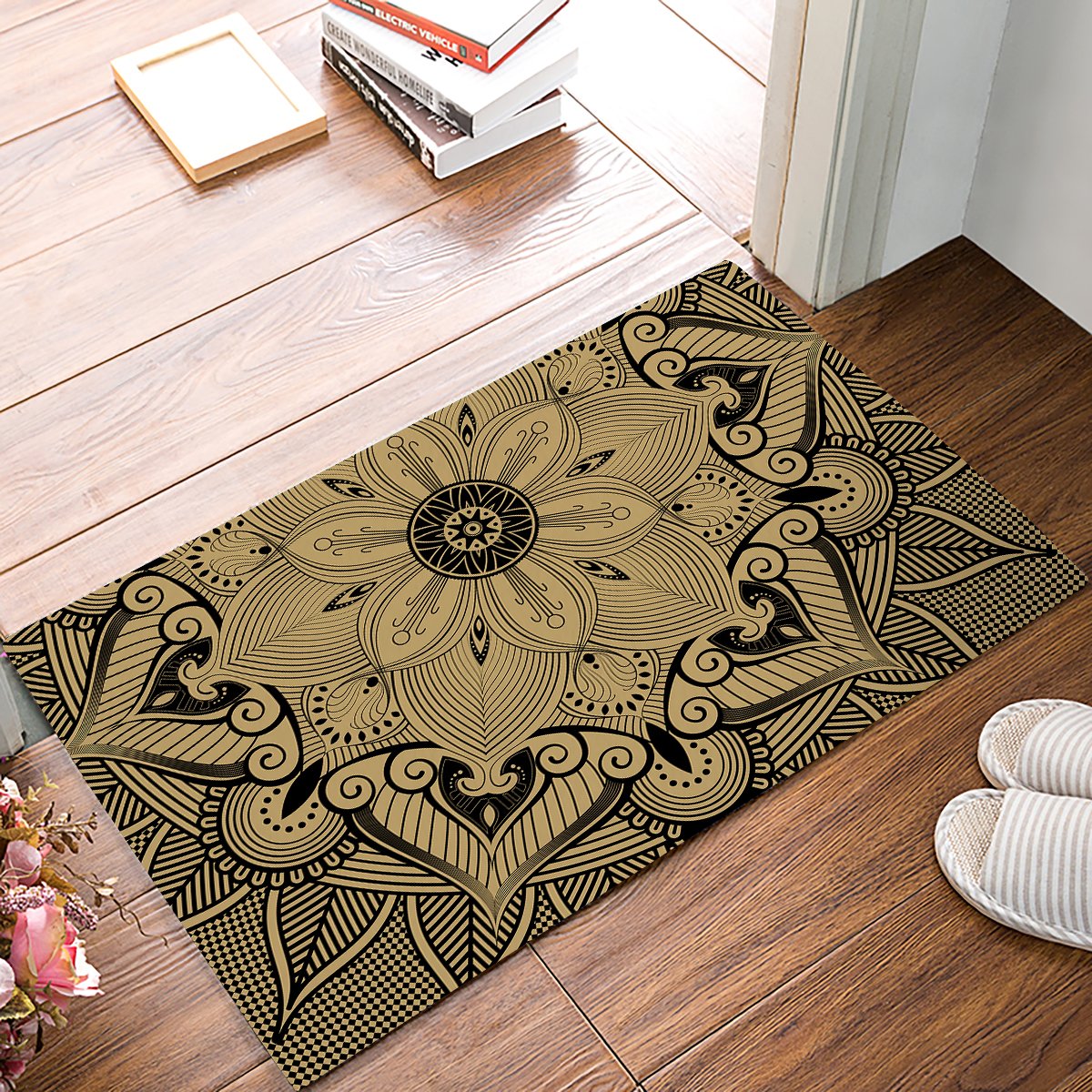 Segard Welcome Non-Slip Indoor Door Mat - Indian Floral Mandala Design Bath Rug for Home Decor | Perfect for Entryway, Living Room & Bathroom