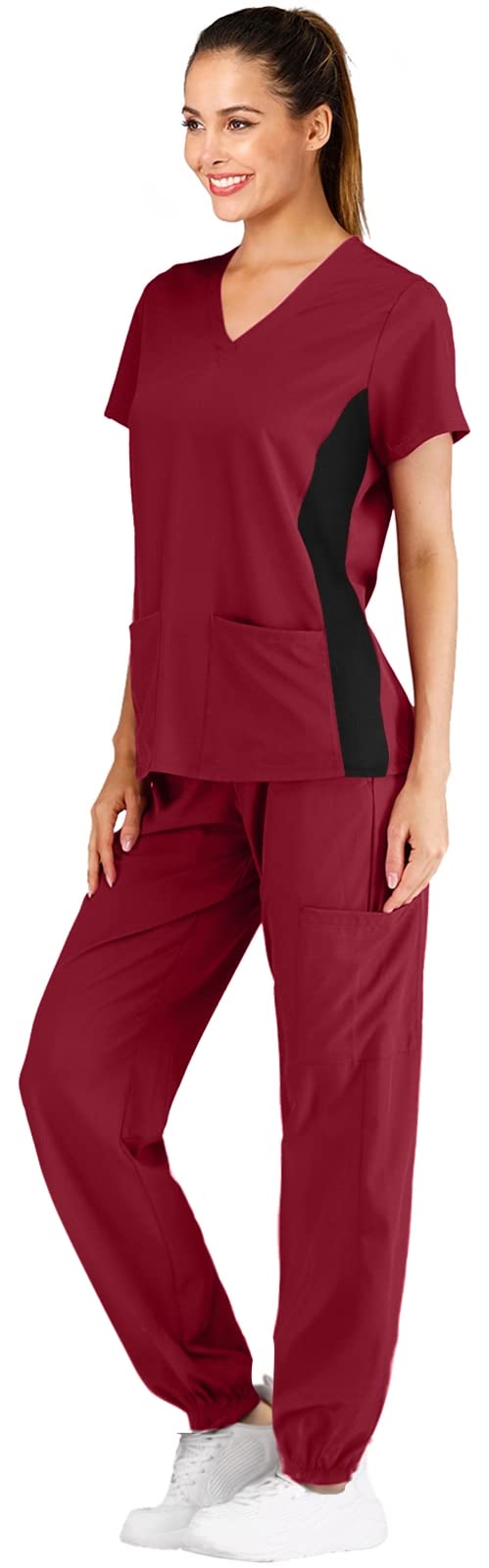 Breathable Stretchy Women's Scrubs Set with Jogger Pants - Comfortable Medical Uniform for Nurses & Healthcare Workers - Perfect for Hospitals, Clinics & Long Shifts