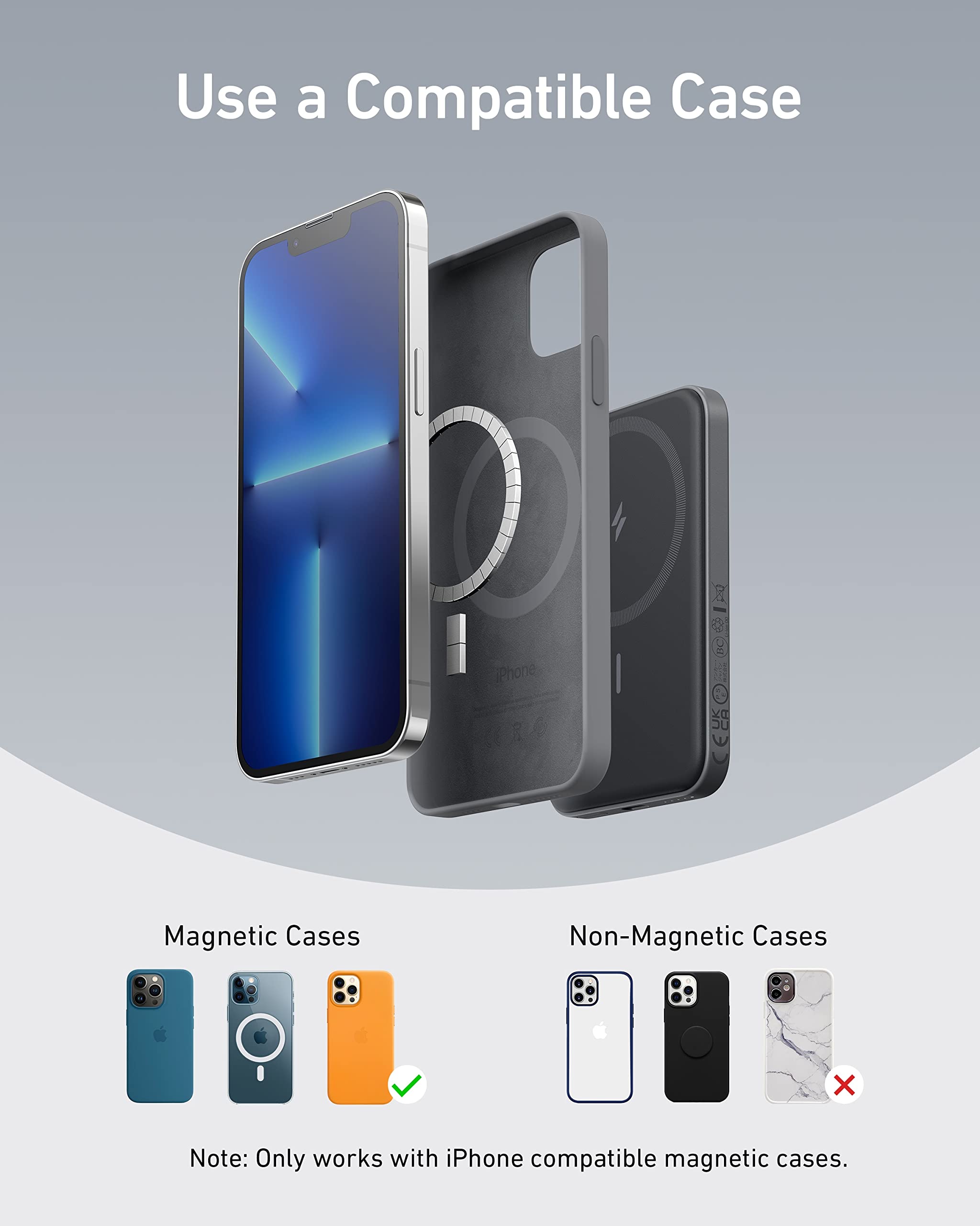 Anker 621 Magnetic Portable Charger (MagGo) - 5000mAh Wireless Power Bank with USB-C Cable | Magsafe-Compatible Battery Pack for iPhone 16/15/14/13/12 Series | Perfect for Travel, Work & On-the-Go Charging