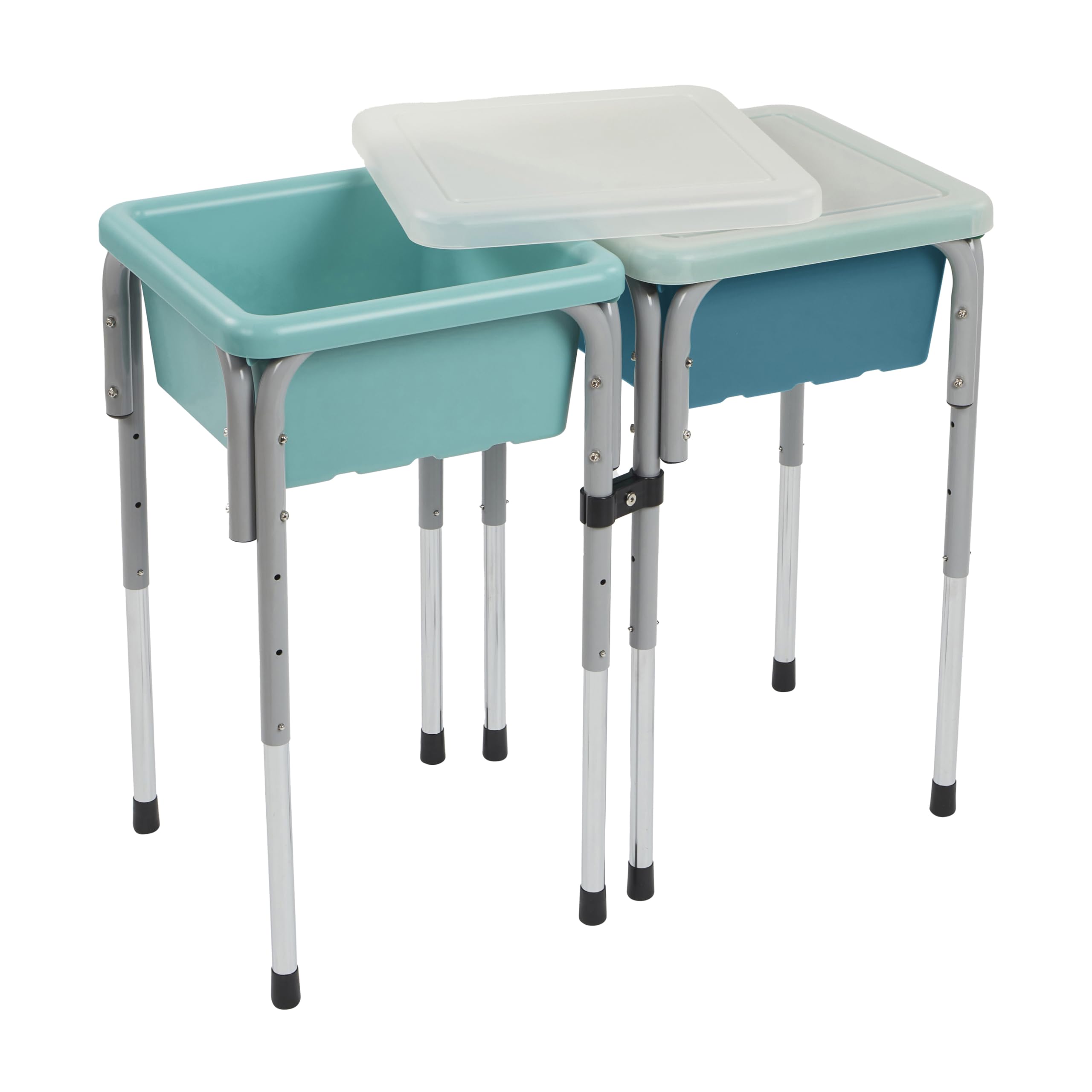 ECR4Kids 2-Station Adjustable Sand and Water Play Table for Kids - Sensory Bin Activity Center with Seafoam & Turquoise Colors - Perfect for Indoor/Outdoor Play, Preschool Learning & Sensory Development