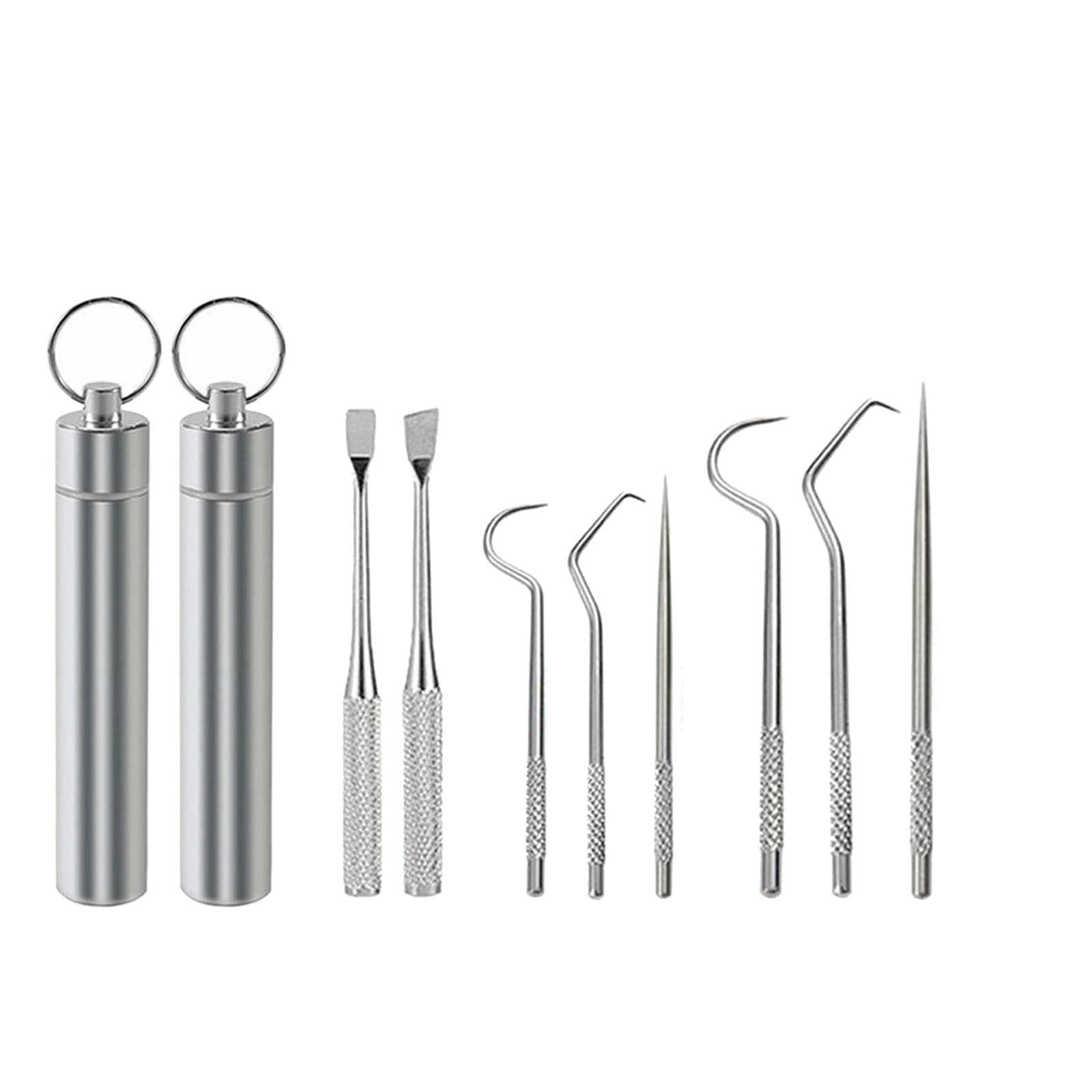 Premium Stainless Steel Toothpick Set - 6 Pack Reusable Metal Toothpicks for Oral Hygiene, Portable Pocket Toothpick with Holder for Travel, Camping & Dining Out (2 Sets, 8 Pcs Each) - Perfect for Home, Office & On-the-Go Use