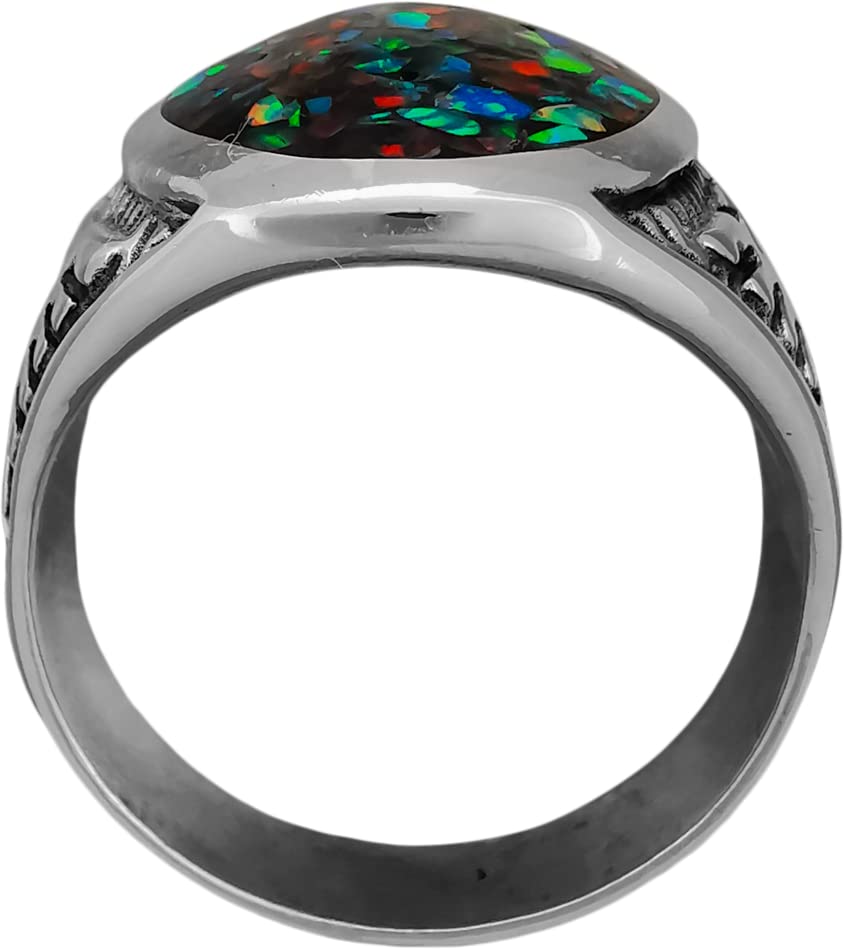 Thunderbird Ring - 925 Sterling Silver Navajo Native American Opal Jewelry with Galaxy Opal Stone | Perfect for Boho Fashion, Spiritual Gifts & Southwest Style Accessories